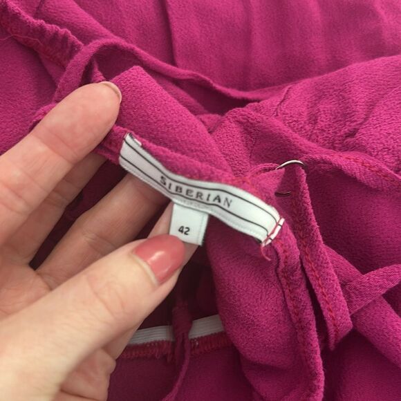 Pink maxi dress tie back adjustable straps Large L Siberian 42 - Picture 3 of 8